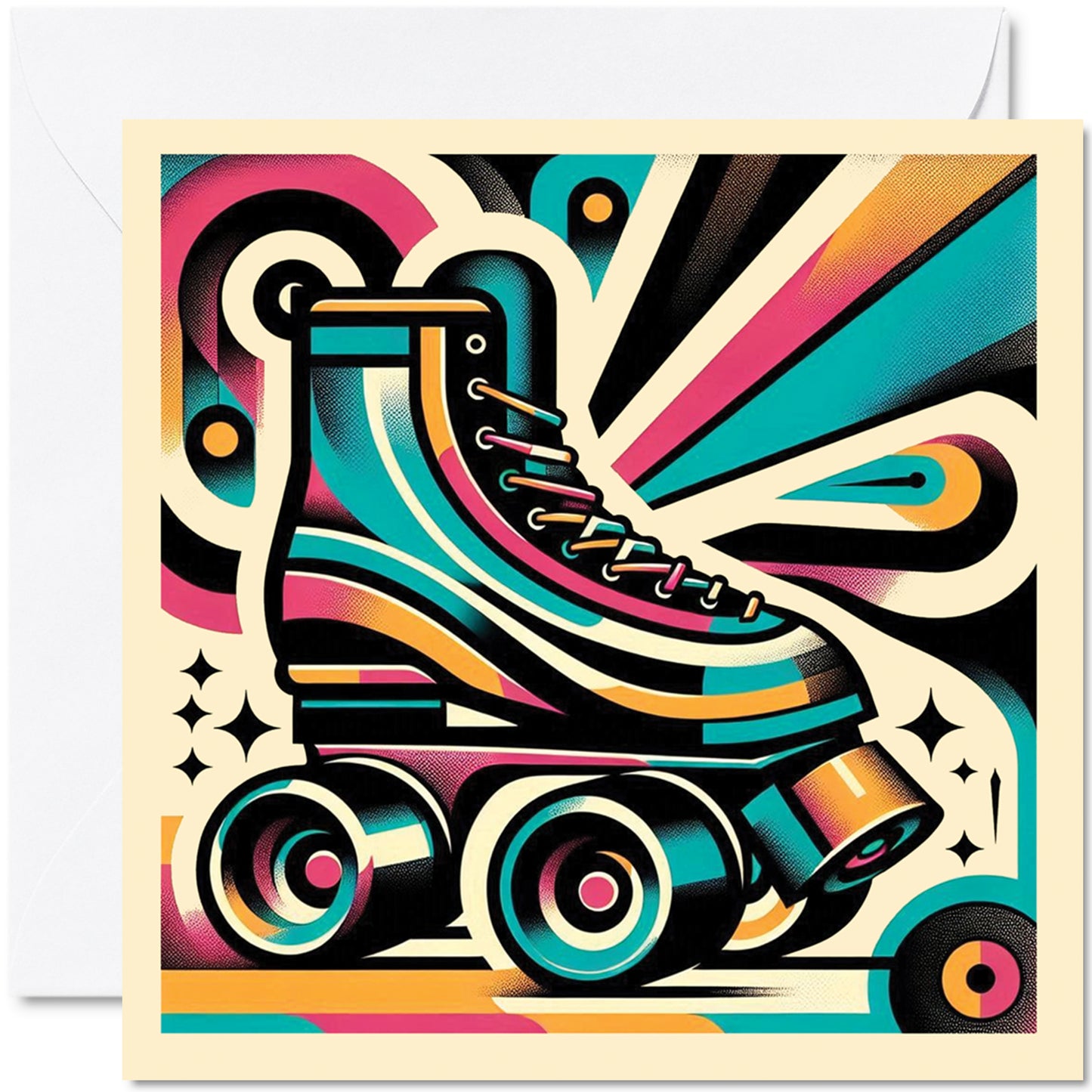 Retro Poster Style Roller Skating Greeting Card (06)