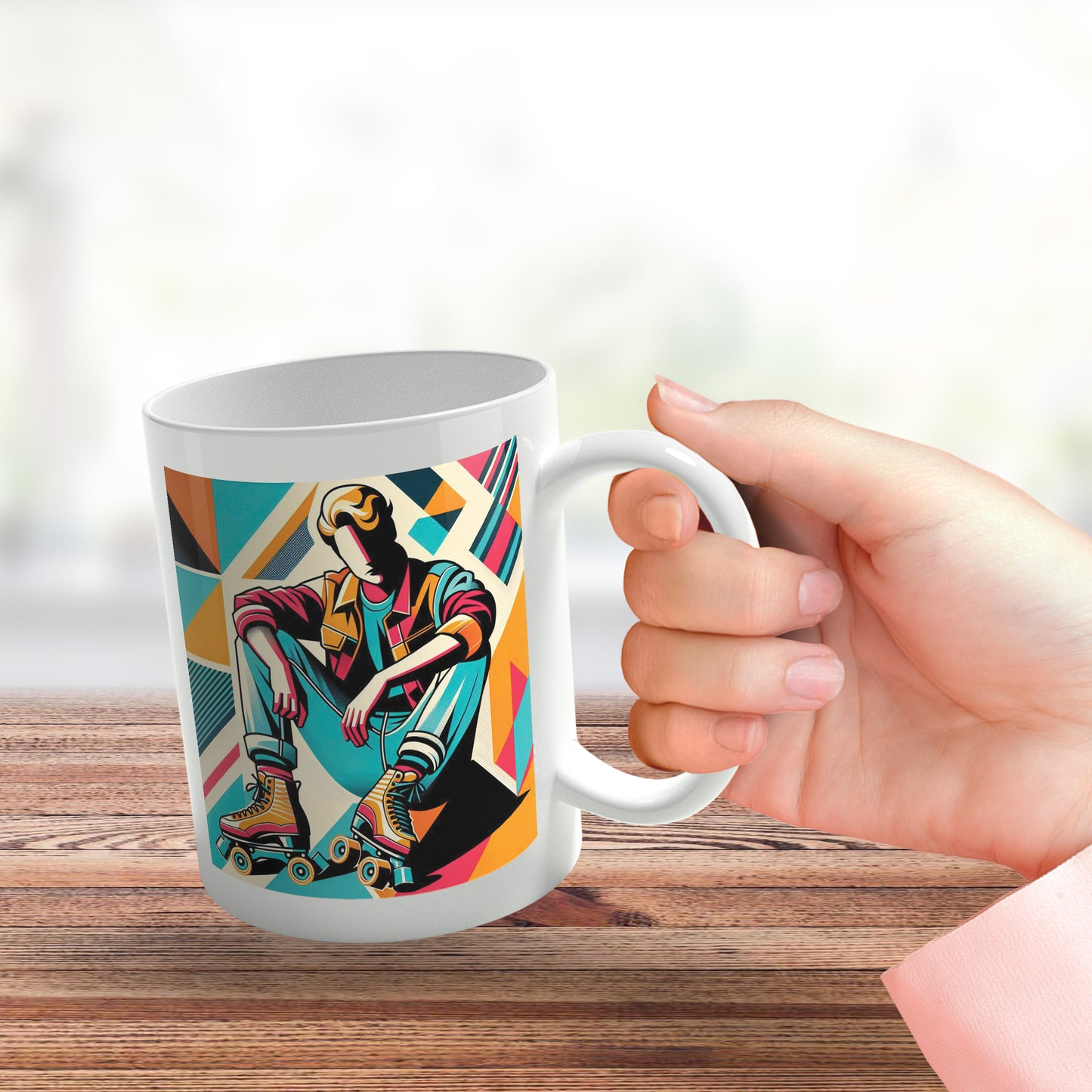 Retro Poster Style Roller Skating Mug (01)