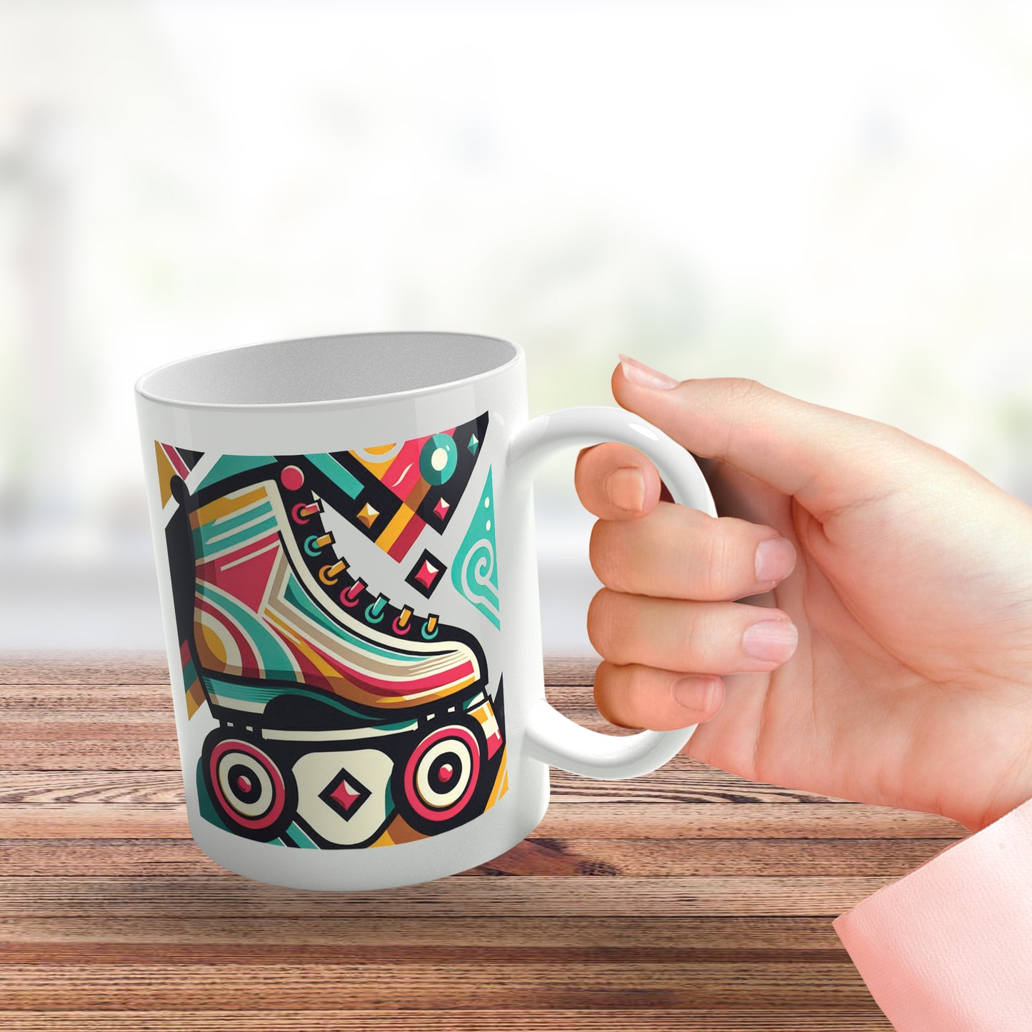 Retro Poster Style Roller Skating Mug (07)