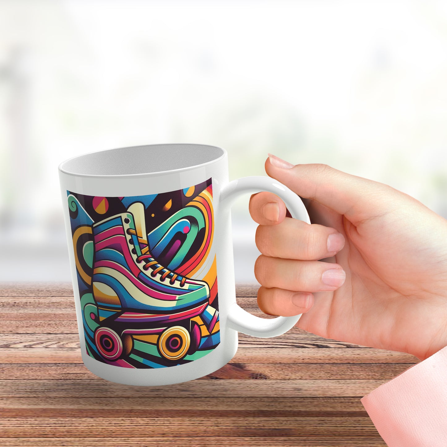 Retro Poster Style Roller Skating Mug (08)