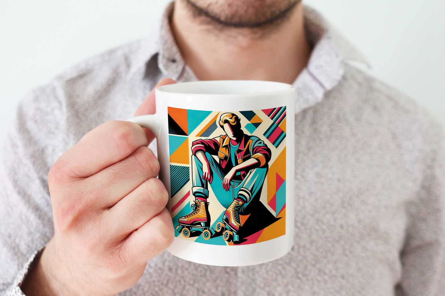 Retro Poster Style Roller Skating Mug (01)