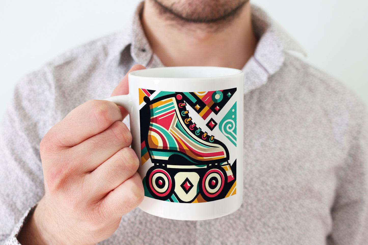 Retro Poster Style Roller Skating Mug (07)