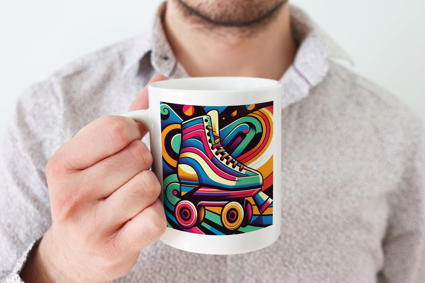 Retro Poster Style Roller Skating Mug (08)