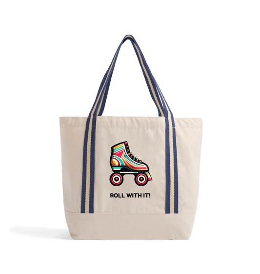 Natural/French Navy Sample Organic Beach Bag