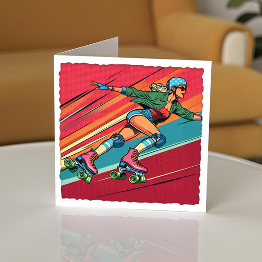 Pop Art Roller Skating Greeting Card (02)