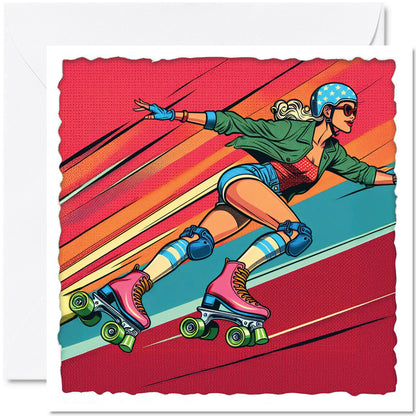 Pop Art Roller Skating Greeting Card (02)