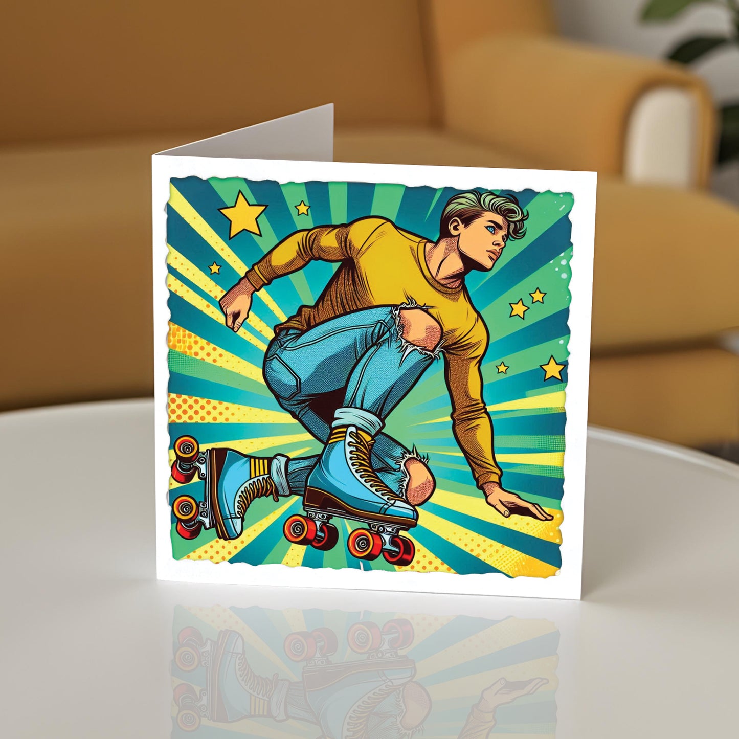 Pop Art Roller Skating Greeting Card (08)