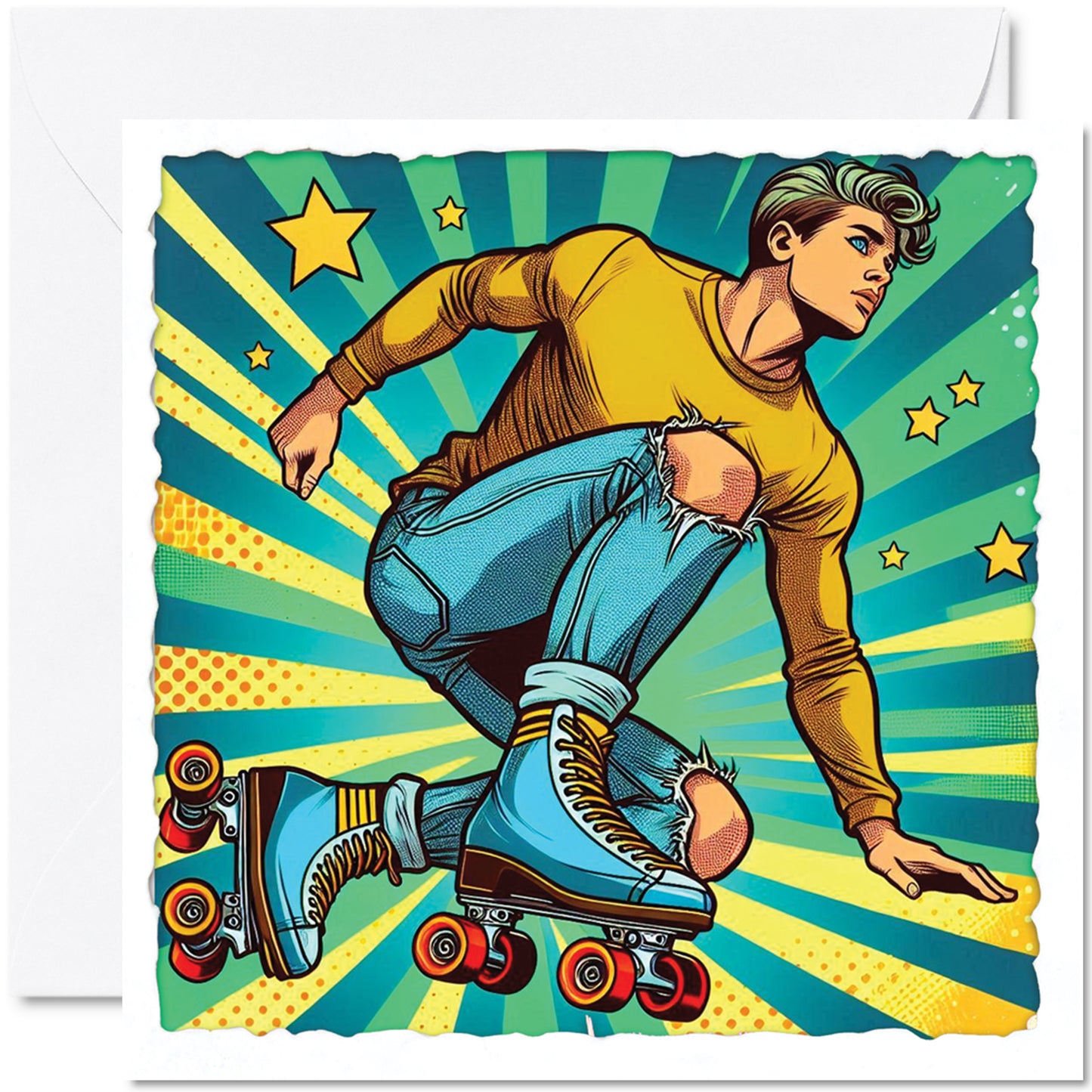 Pop Art Roller Skating Greeting Card (08)