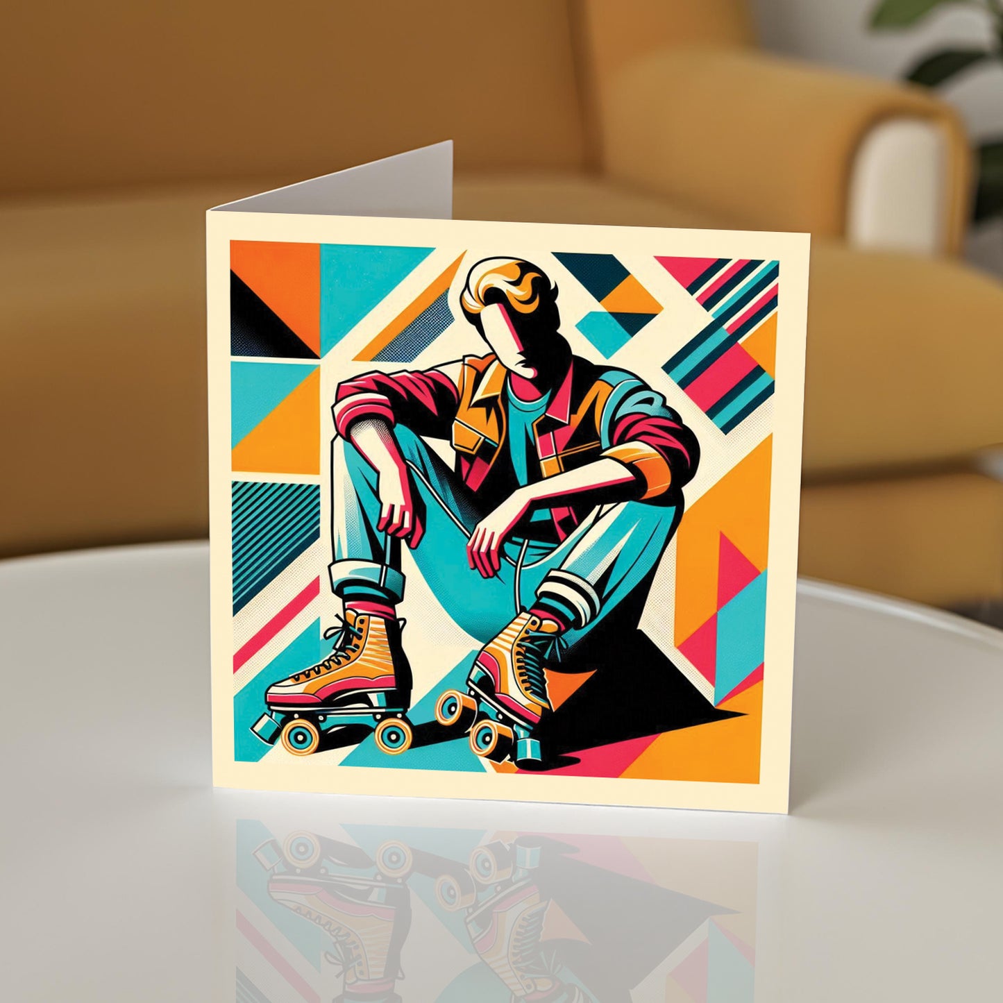 Retro Poster Style Roller Skating Greeting Card (01)