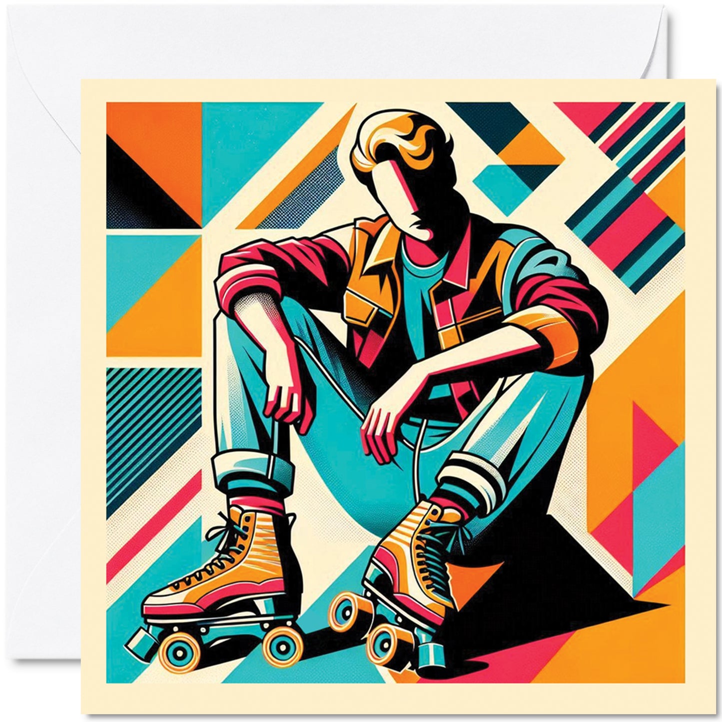 Retro Poster Style Roller Skating Greeting Card (01)