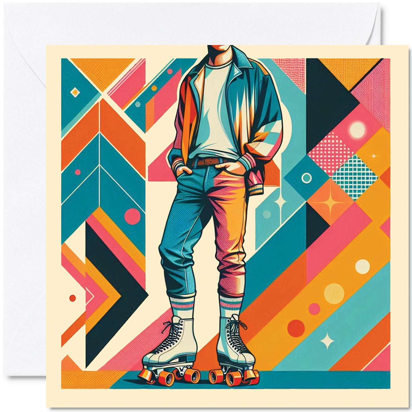 Retro Poster Style Roller Skating Greeting Card (02)