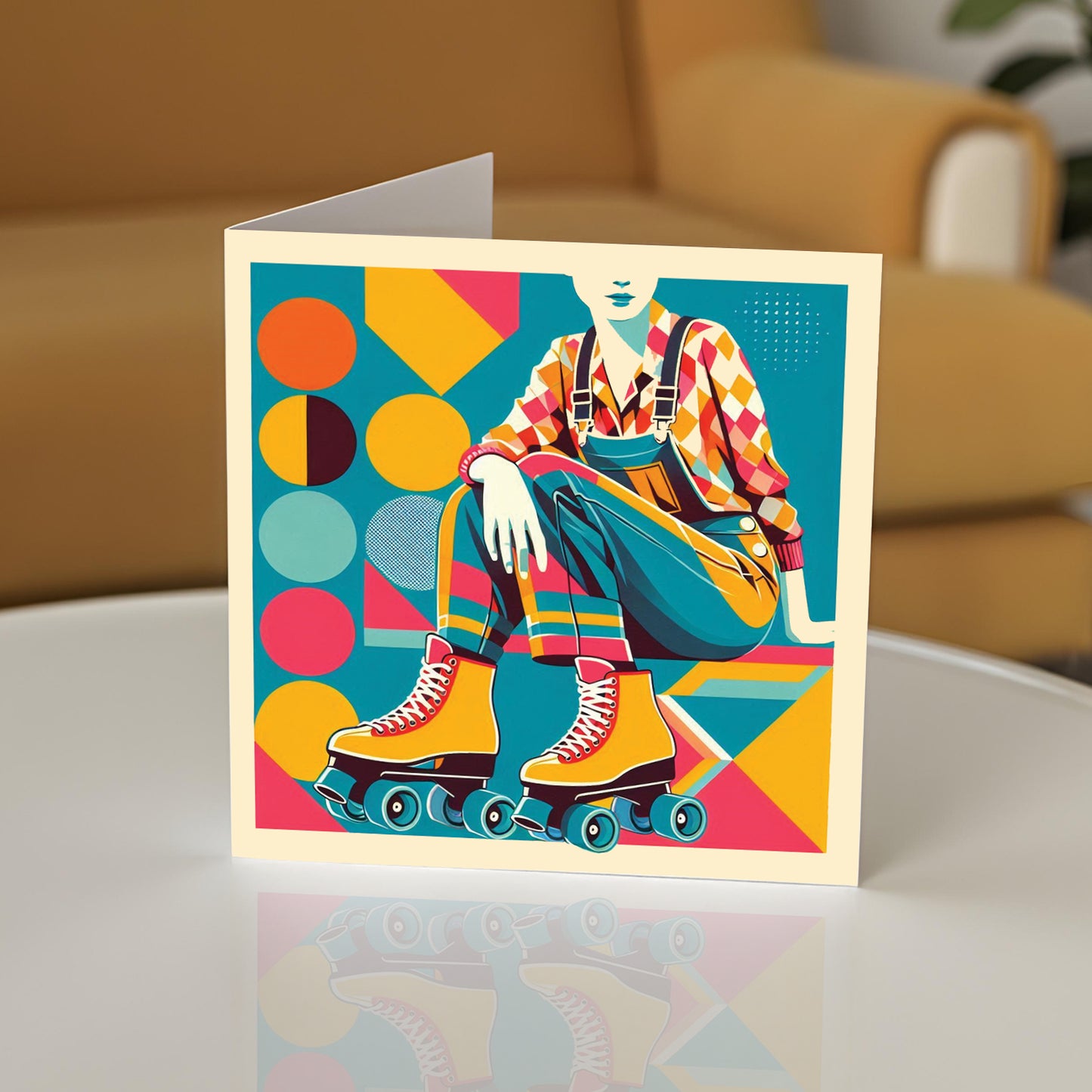 Retro Poster Style Roller Skating Greeting Card (03)