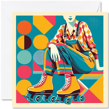 Retro Poster Style Roller Skating Greeting Card (03)