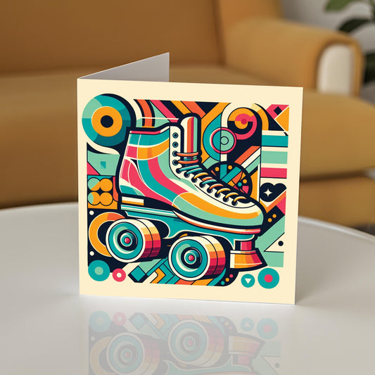 Retro Poster Style Roller Skating Greeting Card (05)