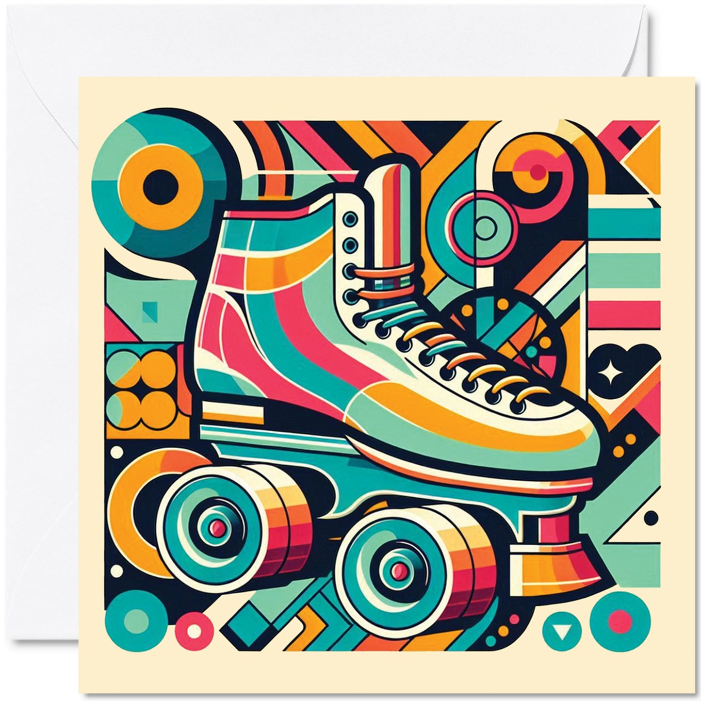 Retro Poster Style Roller Skating Greeting Card (05)