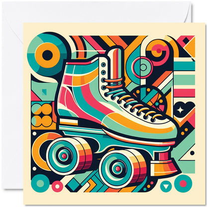 Retro Poster Style Roller Skating Greeting Card (05)