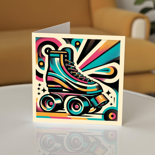 Retro Poster Style Roller Skating Greeting Card (06)