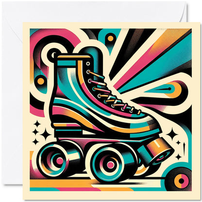 Retro Poster Style Roller Skating Greeting Card (06)