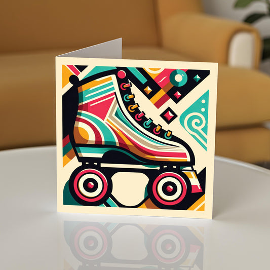 Retro Poster Style Roller Skating Greeting Card (07)