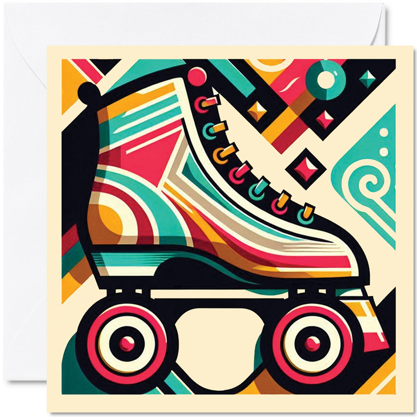 Retro Poster Style Roller Skating Greeting Card (07)