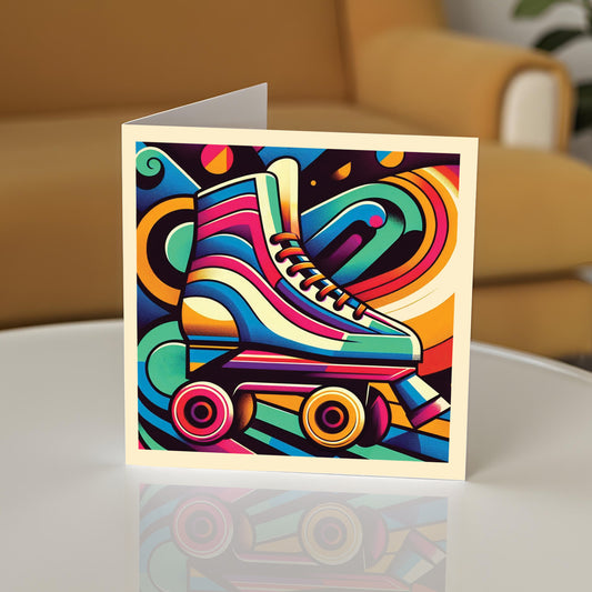 Retro Poster Style Roller Skating Greeting Card (08)