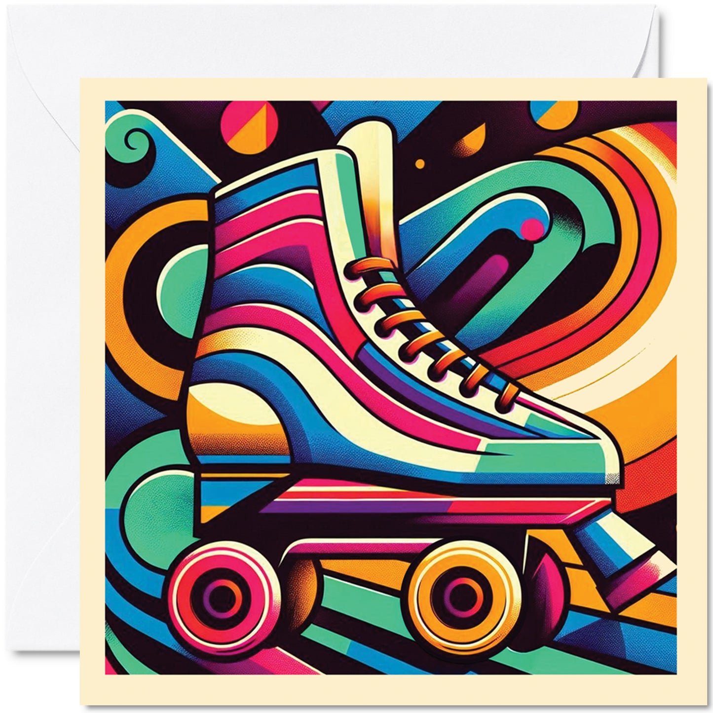 Retro Poster Style Roller Skating Greeting Card (08)