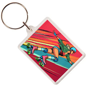 Pop Art Roller Skating Keyring (02)