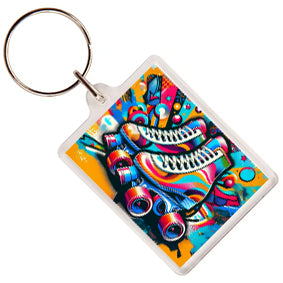 Pop Art Roller Skating Keyring (03)