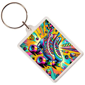 Pop Art Roller Skating Keyring (04)