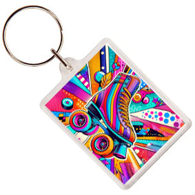 Pop Art Roller Skating Keyring (06)