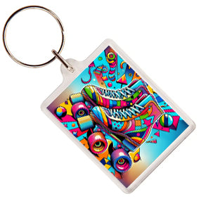 Pop Art Roller Skating Keyring (07)