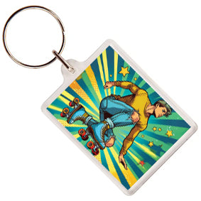 Pop Art Roller Skating Keyring (08)