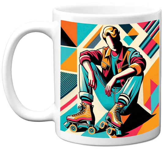 Retro Poster Style Roller Skating Mug (01)