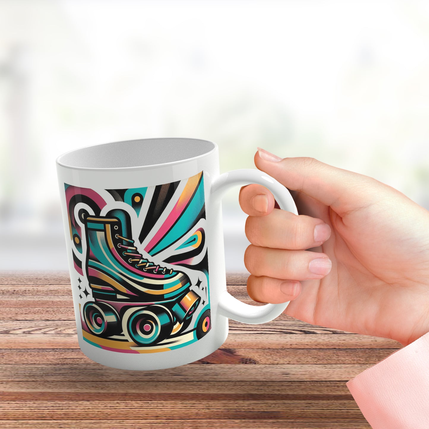 Retro Poster Style Roller Skating Mug (06)