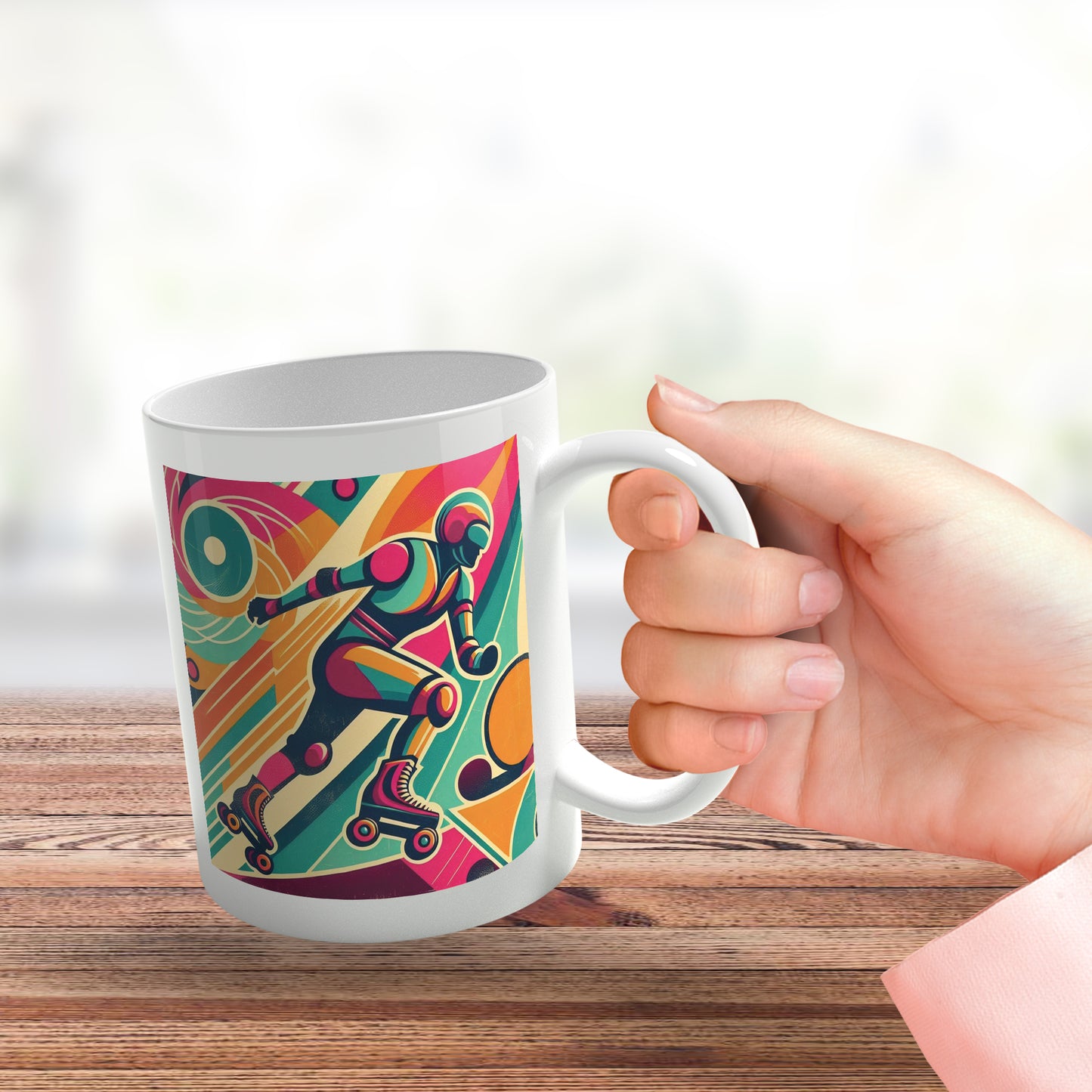 Retro Poster Style Roller Skating Mug (04)