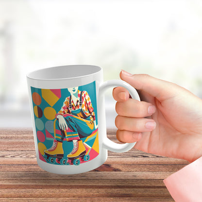 Retro Poster Style Roller Skating Mug (03)