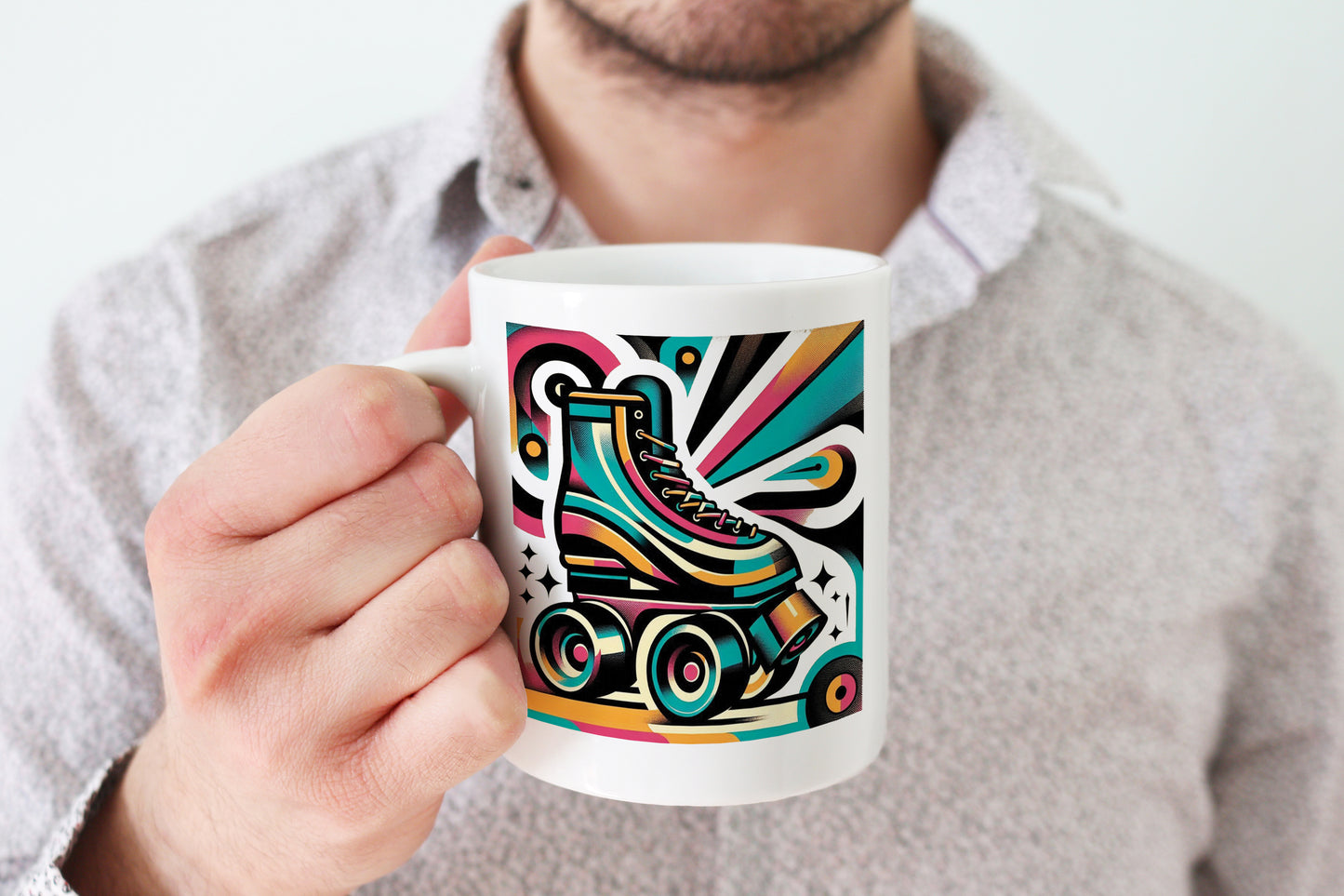 Retro Poster Style Roller Skating Mug (06)