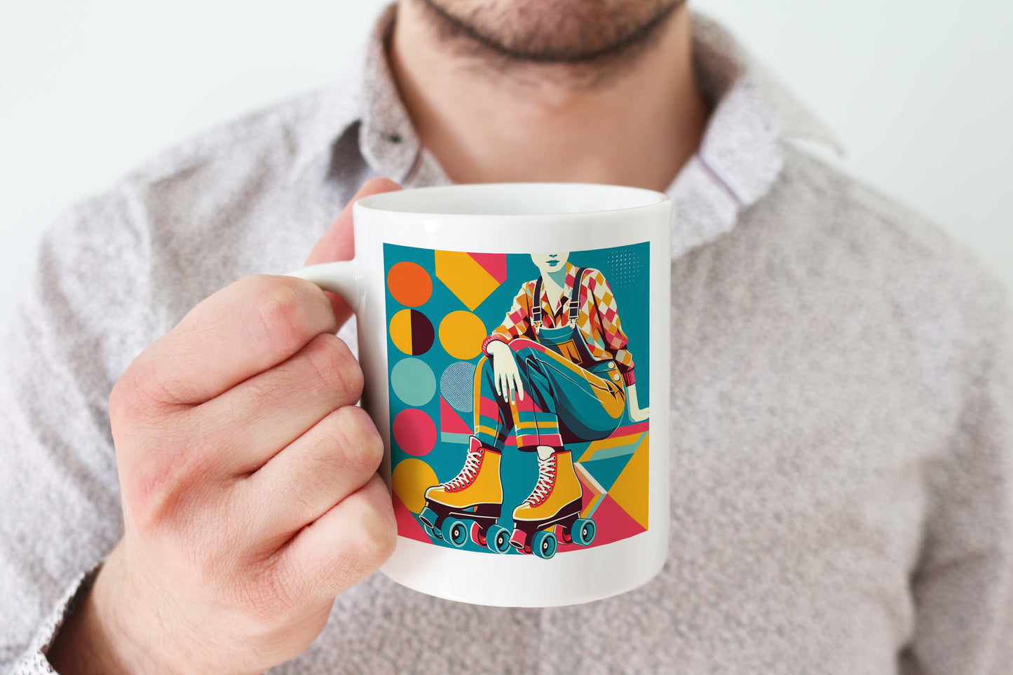 Retro Poster Style Roller Skating Mug (03)