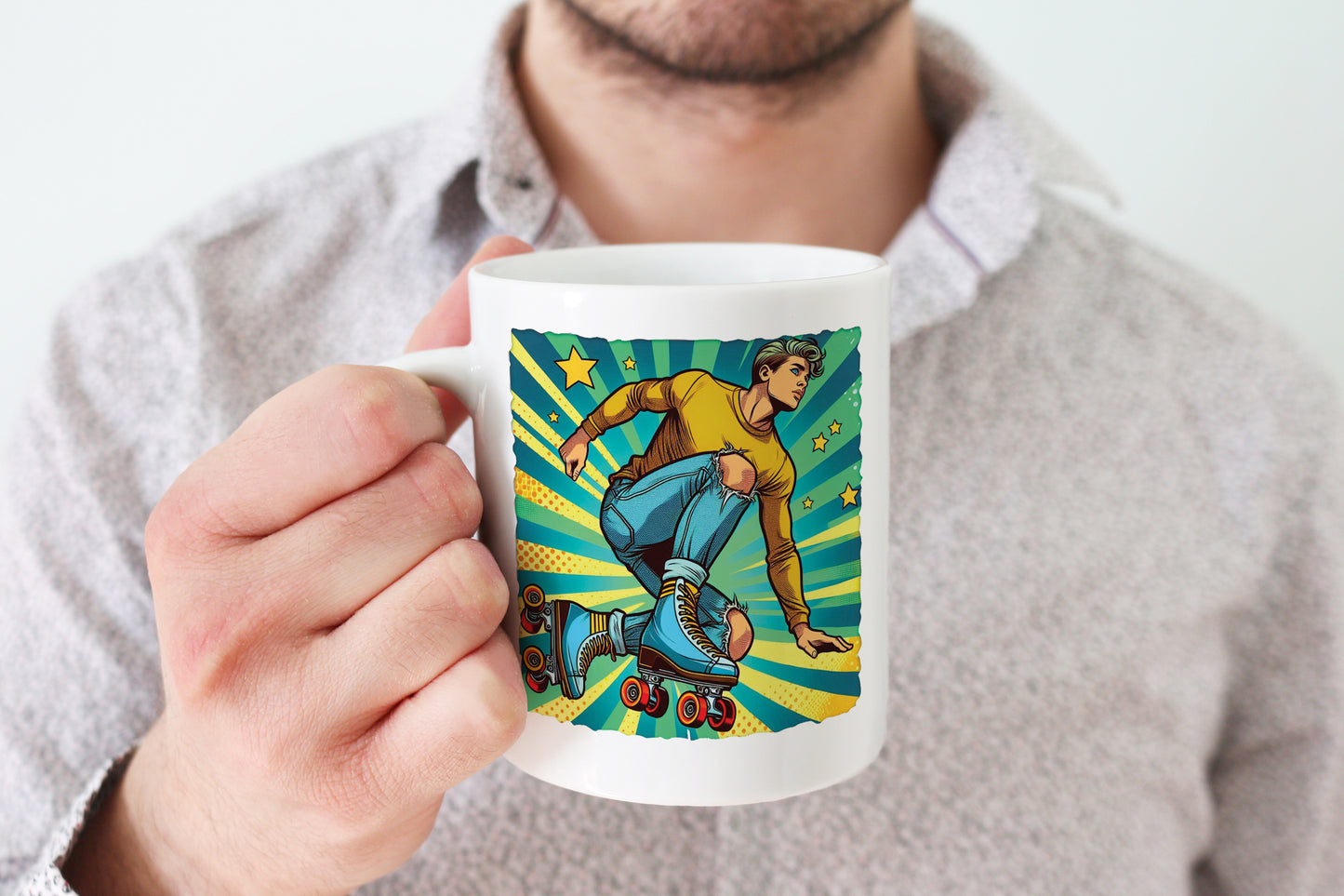 Pop Art Roller Skating Mug (08)