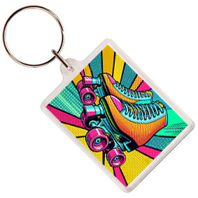 Pop Art Roller Skating Keyring (01)