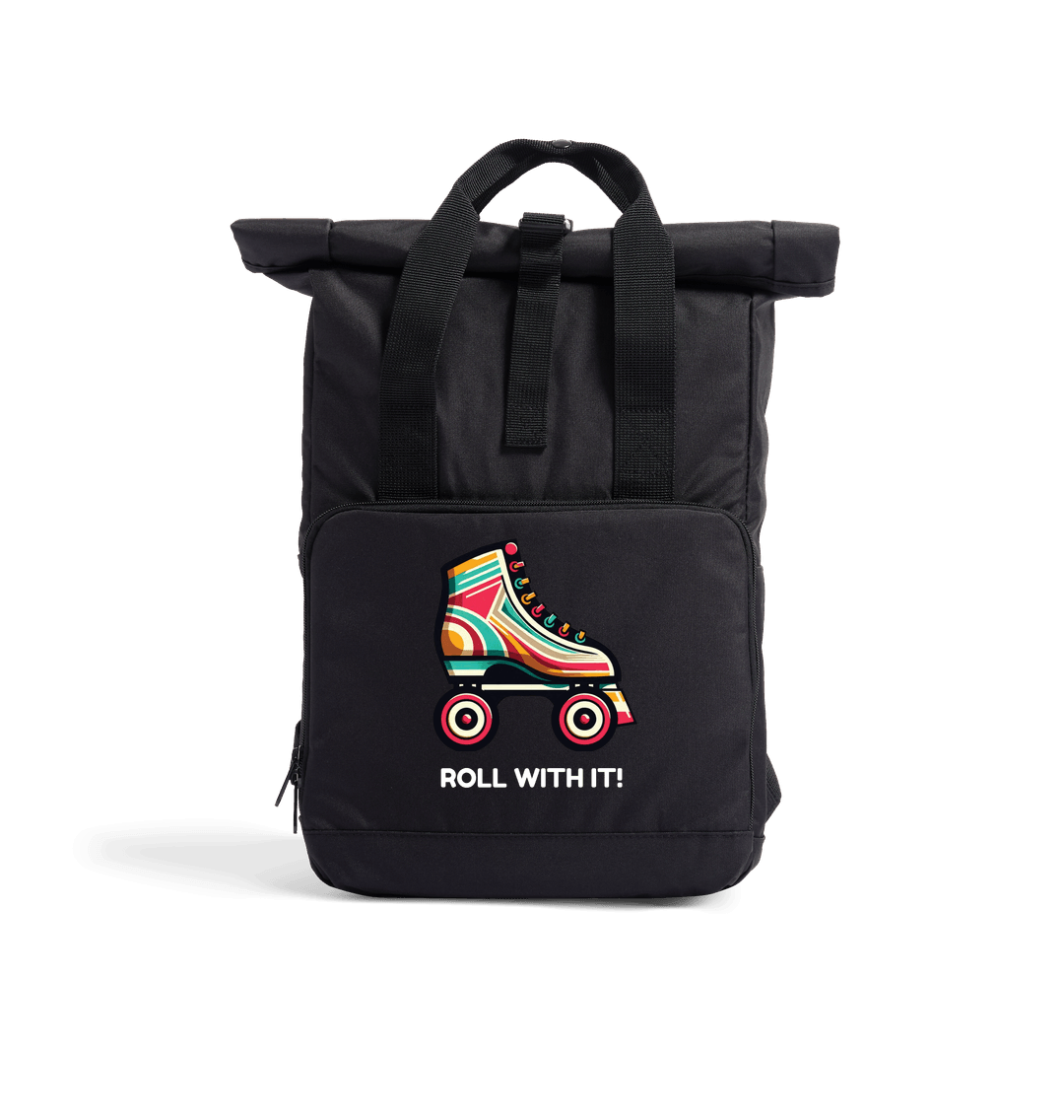 Black Sample Recycled Twin handle Roll-Top Backpack